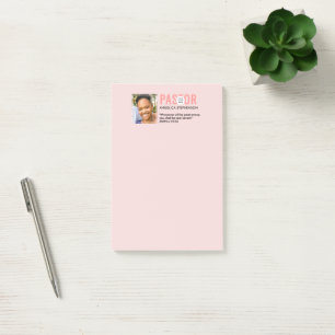 Modern Blush Pink Photo Church Pastor Post-it Notes