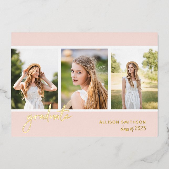 Modern Blush Pink Photo Collage Graduation (Front)