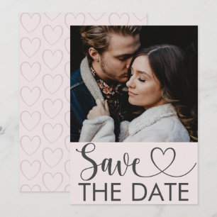 Modern Blush Pink Photo & Heart Save the Date