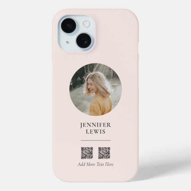 Modern Blush Pink Photo Social Media Business Case-Mate iPhone Case (Back)