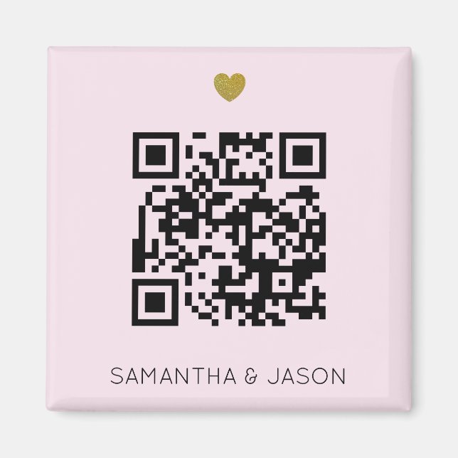 Modern Blush Pink QR Code Wedding Invitation Magnet (Front)