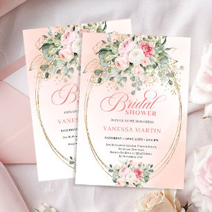 Modern Blush Pink Rose Gold Bridal Shower Card