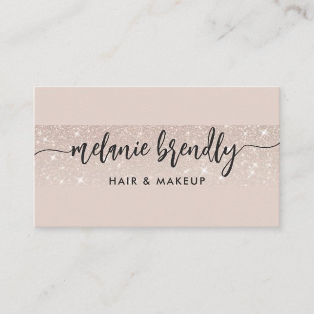 Modern Blush Pink Rose Gold Glitter Business Card (Front)