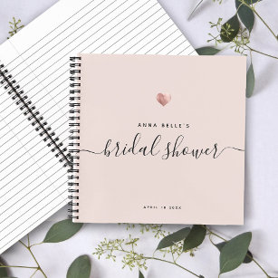 Modern Blush Pink Rose Gold Script Bridal Shower Notebook