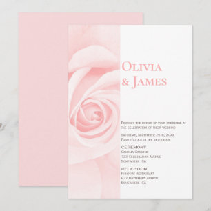 Modern Blush Pink Rose Wedding Invitation