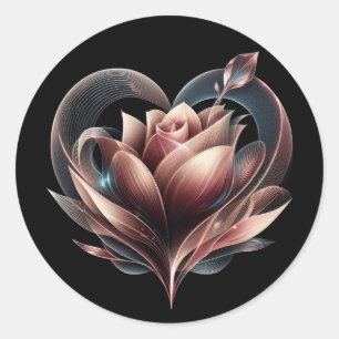 Modern Blush Pink Rose with a Heart Classic Round Sticker
