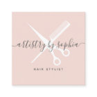 Modern blush pink scissors script hair stylist