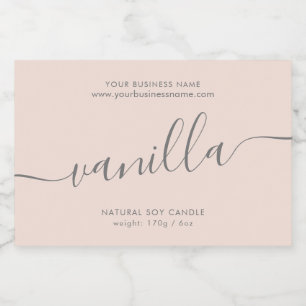 Modern blush pink script candle product label
