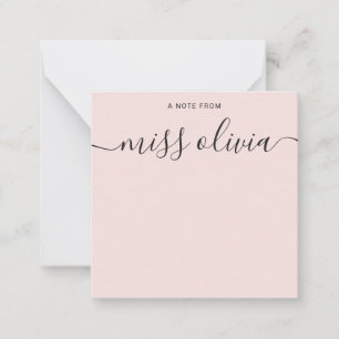 Modern Blush Pink Script Custom Teachers Card