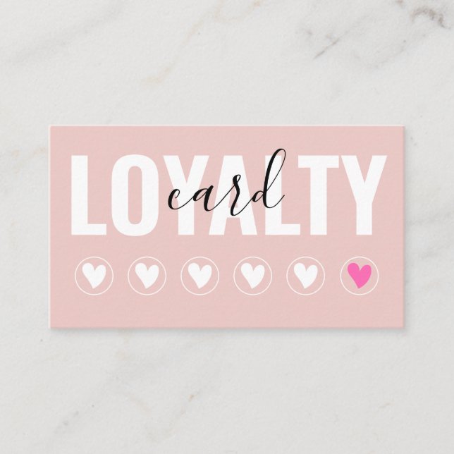 Modern Blush Pink Script Makeup Artist 6 punch Loyalty Card (Front)