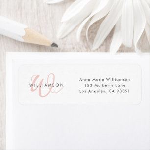 Modern Blush Pink Script Monogram