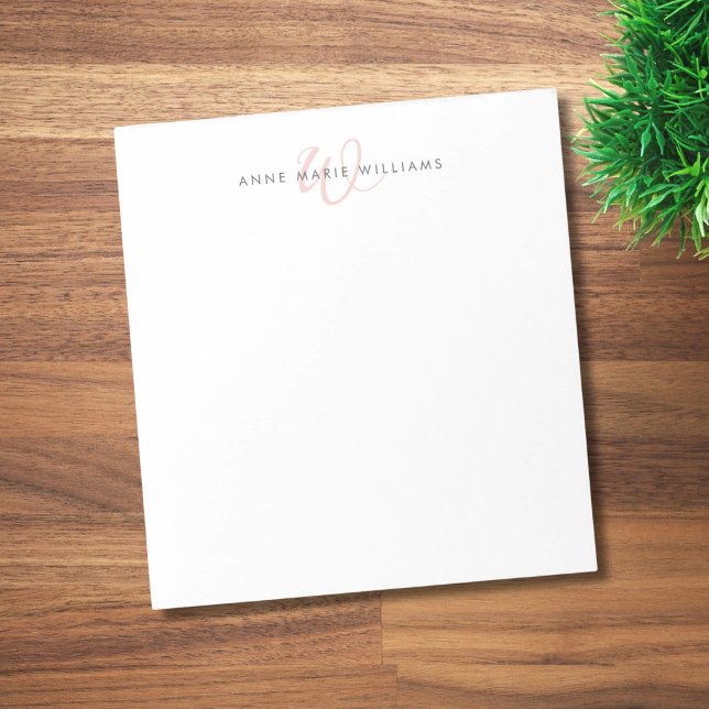 Modern Blush Pink Script Monogram Notepad (Creator Uploaded)