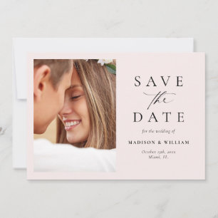Modern Blush Pink Script Photo Save The Date