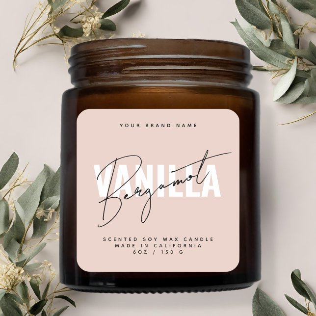 Modern blush pink script typography candle label (Creator Uploaded)