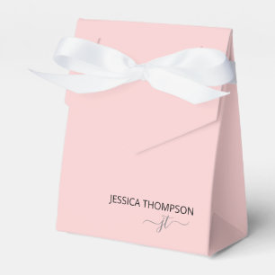 Modern Blush Pink Simple Script Monogram Name Favour Box