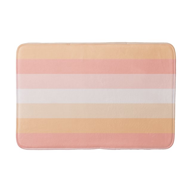 Modern blush pink striped bath mat (Front)