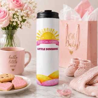 Modern Blush Pink Sunshine Baby Shower Celebration Thermal Tumbler