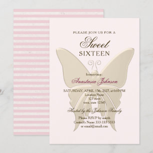 Modern Blush Pink Sweet 16 Birthday Invitation