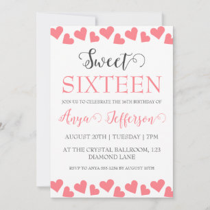 modern blush pink sweet 16 birthday invitations