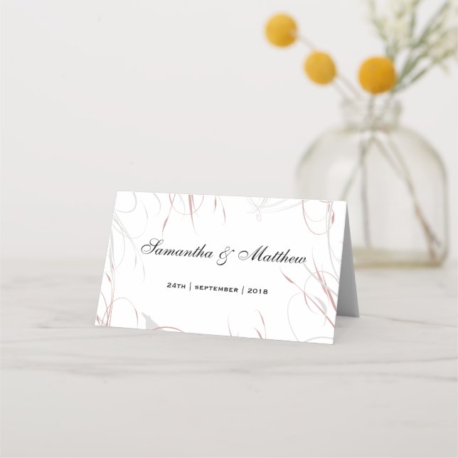 Modern Blush Pink Swirls Elegant  Place Card (Back)