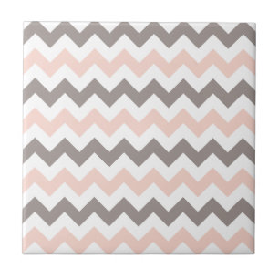 Modern Blush Pink Taupe Chevron Tile