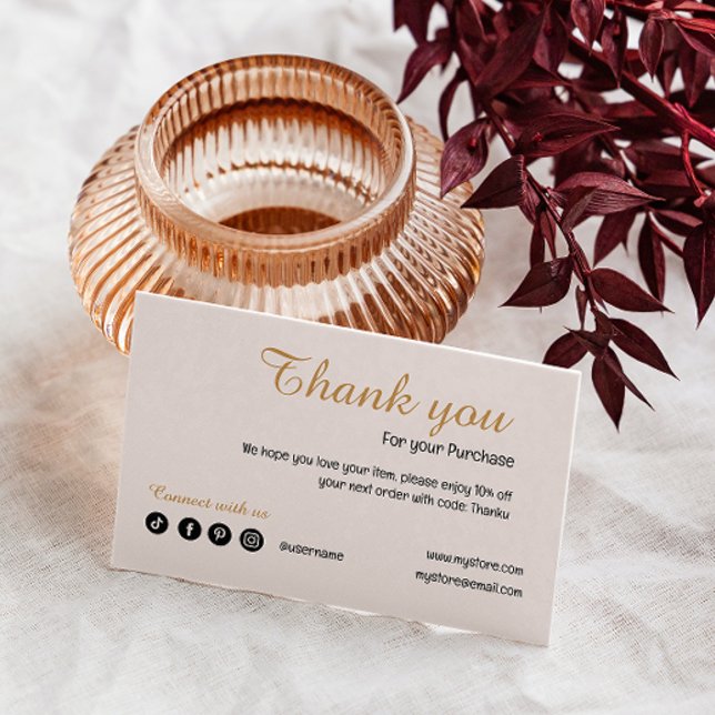 Modern Blush Pink Thank You For Your Purchase Business Card (Modern Blush Pink Thank You For Your Purchase Business Card)