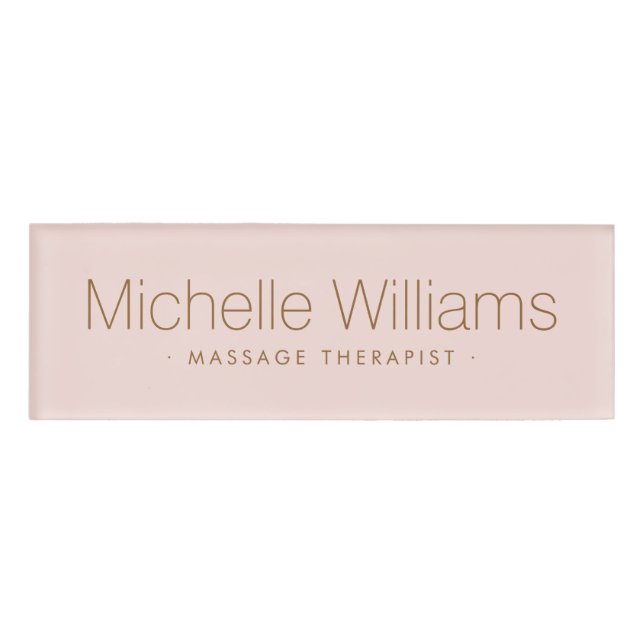 Modern blush pink trendy minimal name tag (Front)