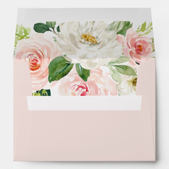 Modern blush pink watercolor floral envelope (Back (Bottom))