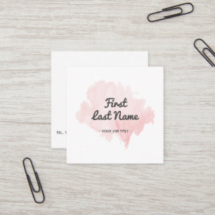 Modern Blush Pink Watercolor Square Business Card