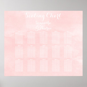 Modern blush pink watercolor table seating chart