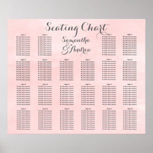 Modern blush pink watercolor table seating chart 2