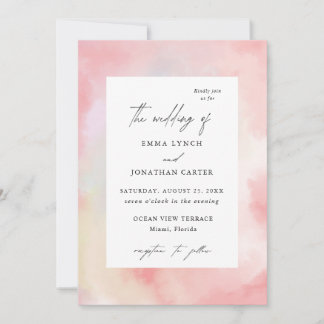 Modern Blush Pink Watercolor Wedding Invitation