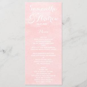 Modern blush pink watercolor wedding menu