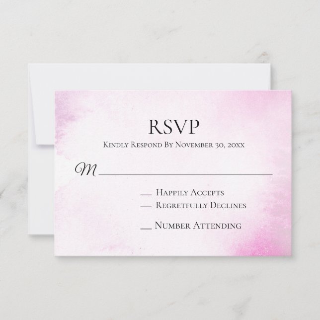 *~* Modern Blush Pink Watercolor Wedding RSVP Card (Front)