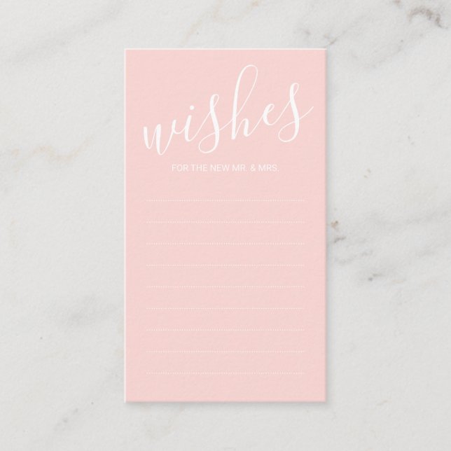 Modern Blush Pink Wedding Advice and Wishes (Front)