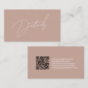 Modern Blush Pink Wedding Details Script  Enclosure Card