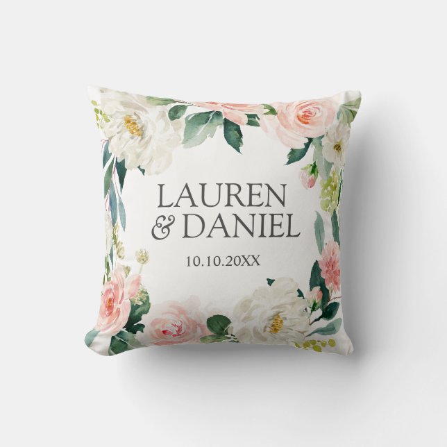 Modern Blush Pink  Wedding personalised keepsake Cushion (Front)