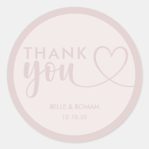 Modern Blush Pink Wedding Thank You Favour Classi Classic Round Sticker
