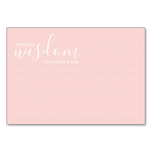 Modern Blush Pink Wedding Words of Wisdom Table Number