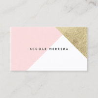 Modern blush pink white chic gold foil colour bloc