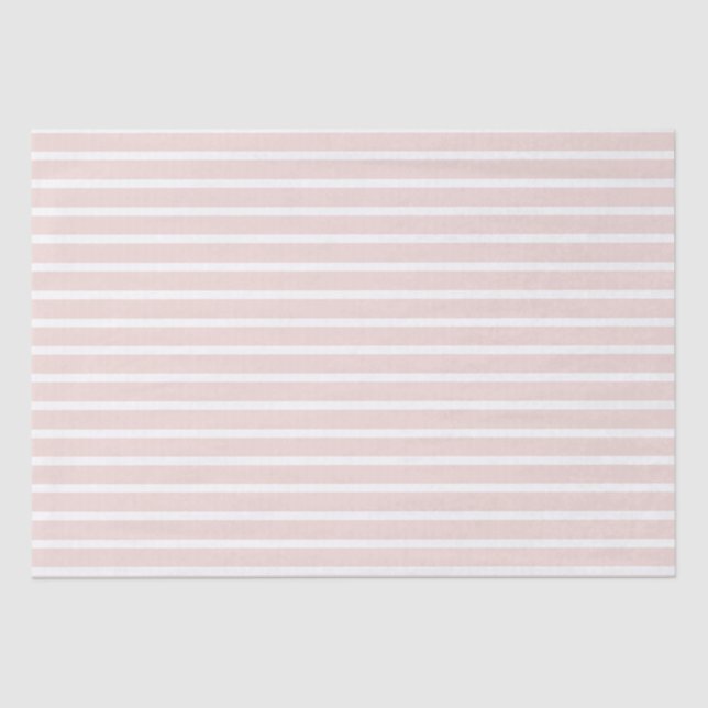 Modern blush pink white horizontal stripes chic tissue paper (Front)