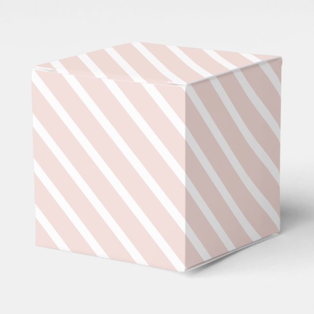 Modern blush pink white oblique stripes cute favour box (Front Side)