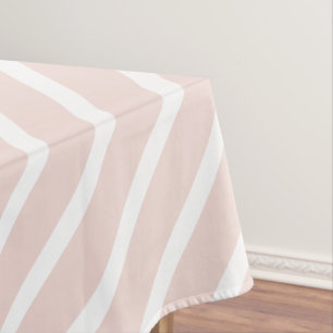 Modern blush pink white oblique stripes cute tablecloth