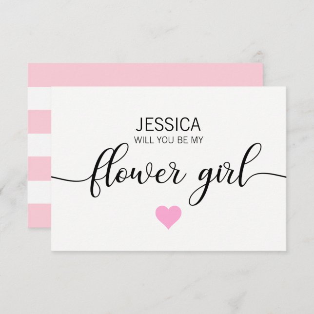 Modern Blush PINK Will You Be my FLOWER GIRL? Invitation (Front/Back)