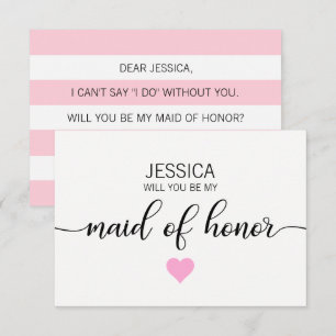 Modern Blush PINK Will You Be my MAID OF HONOR? Invitation