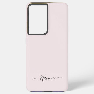 Modern Blush Pink with Script Custom Name Samsung Galaxy Case