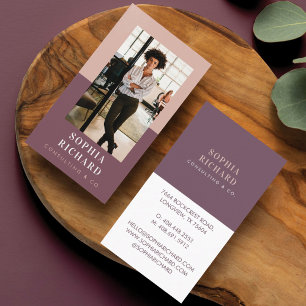 Modern Blush & Plum Professional Business Photo Card