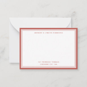 Modern Blush Red Border Name & Address Card