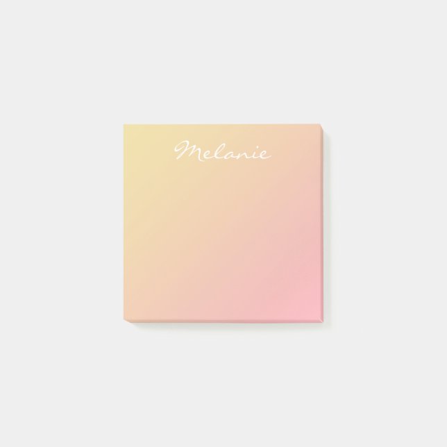 Modern Blush Rose Coral Gold Ombre Script Post-it Notes (Front)