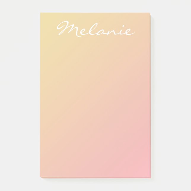 Modern Blush Rose Coral Gold Ombre Script Post-it Notes (Front)